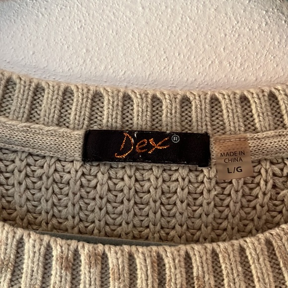 Dex | snake foil gold long sleeve sweater, Chunky knit, Beige w/sheen, Women’s L - Picture 3 of 11